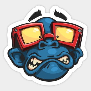 Monkey with glasses scary Sticker